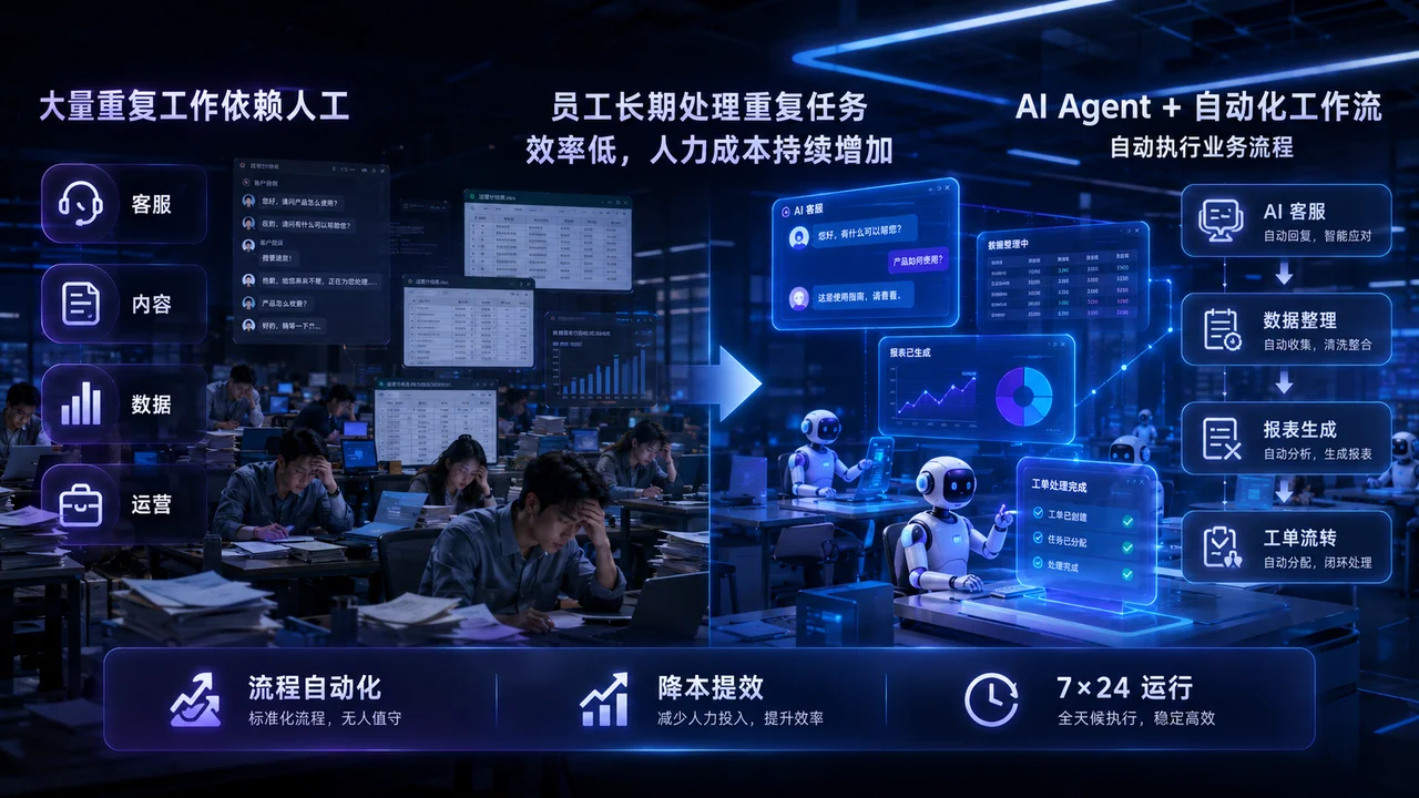 大量重复工作依赖人工